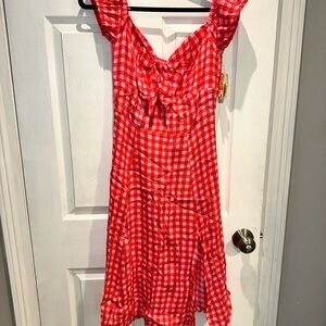 Gianni Bini Red and Pink Gingham Dress